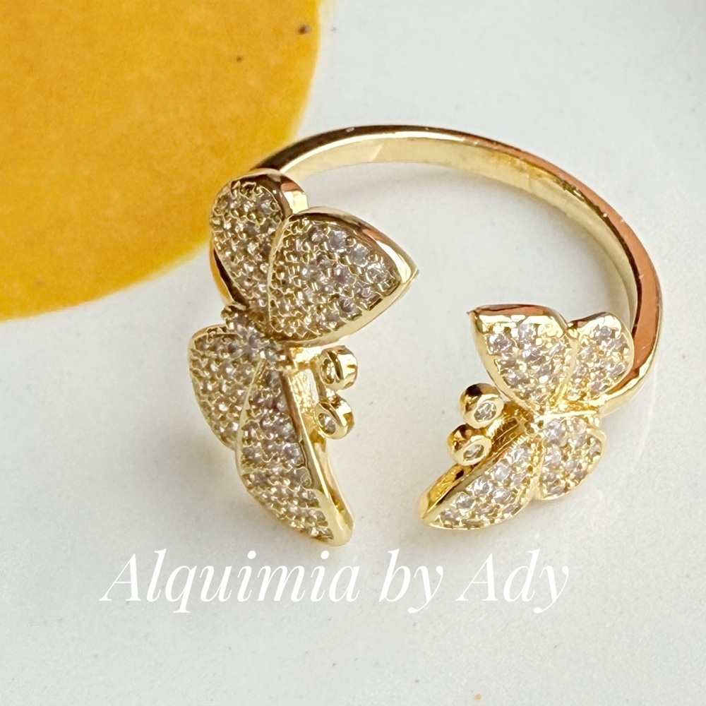 CHUNKY PINKY +Gold Butterfly Pavé Open Ring - Gold
